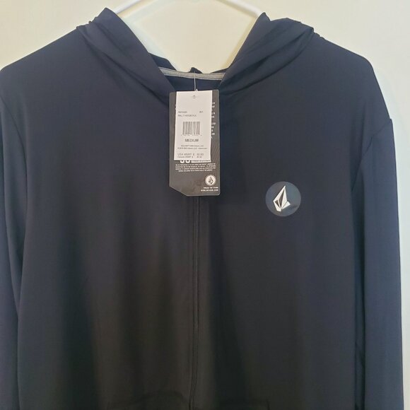 NWT Volcom Mens Rally Hooded Long Sleeve Thrashguard UV zip up shirt black M L - Picture 10 of 12